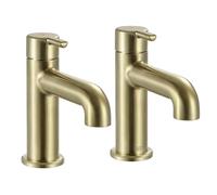 Bristan Altum Robinet de lavabo avec fonction économie d'eau, robinet de salle de bain monté sur le pont Finition laiton brossé