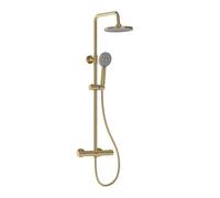 Bristan Buzz SHXDIVCTFF BB Mitigeur thermostatique en laiton brossé avec pommeau de douche rond fixe, tuyau et pommeau de douche multi-jets