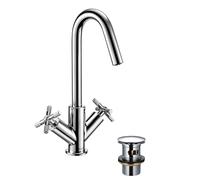 Bristan Cruzar Mitigeur de lavabo avec vidage à clic, cartouche en céramique, robinet de salle de bain, finition chromée