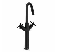 Bristan Cruzar - Mitigeur lavabo haut avec fonction économie d'eau - Robinet de salle de bain monté sur le pont - Finition noire