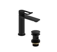 Bristan Safran Eco Start Mitigeur de lavabo avec bonde à clic, robinet de salle de bain, finition noire