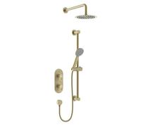 Bristan Safran Mitigeur de douche thermostatique avec pommeau facile à nettoyer et trois sorties Finition laiton brossé