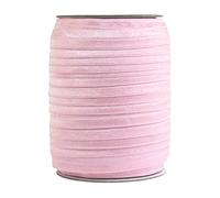 Bristlegrass Bande élastique brillante et pliable pour couture - Rouleau de ruban extensible pour attacher les cheveux, bandeau, robe, couture (B-1,6 cm x 45,7 m, rose rose)