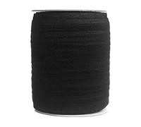Bristlegrass Bande élastique brillante et pliable pour couture - Rouleau de ruban extensible pour attacher les cheveux, bandeau, robe, couture (B-1,6 cm x 45,7 m, noir)