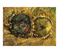 Bristlegrass Puzzle en bois pour adultes - 1000 pièces - Peintures célèbres de Van Gogh - Deux découpes de tournesols - Cadeaux d'art de collection - Puzzles décoratifs (1 000 pièces)
