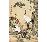 Bristlegrass Puzzle en bois pour adultes de 1000 pièces et plus Shen Quan Pin Fleur de prunier Deux grues - Peinture de fleurs et d'oiseaux de style chinois (1 000 pièces)