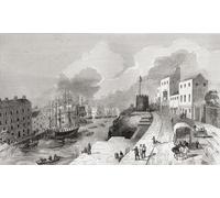 Bristol Harbour Bristol England seen here in the 19th century. From The History of Progress in Great Britain Publié 1866. Affiche imprimée par Ken Welsh (19 x 11)