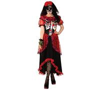 Bristol Novelty 301577S Costume de Jour des morts, pour adulte, femme, rouge/noir/blanc, taille S Halloween