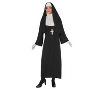 Bristol Novelty 301580S000 Costume de nonne pour adulte, pour femme, noir, taille 38-40 Halloween, Carnaval
