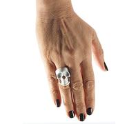 Bristol Novelty 73610 Bague tête de mort squelette, argenté, 1 pièce, taille unique Halloween