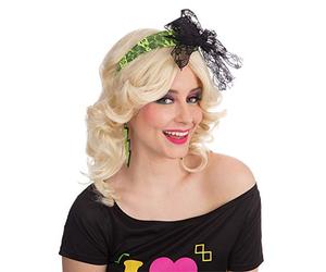 Bristol Novelty-80's Neon Lace Headband. Yellow Bandeau en Dentelle Fluo Style années 1980. Jaune, Unisex Adult, BA3551, Taille Unique Halloween