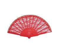 Bristol Novelty BA2153 Éventail en dentelle, pour femme, rouge, taille unique Halloween