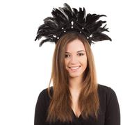 Bristol Novelty BA438 Black 1pc. Carnival Headdress Feather for Fancy Dress, Wom