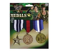 Bristol Novelty BA584 Lot de 3 médailles militaires, pour adulte, multicolores, taille unique Halloween