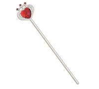 Bristol Novelty – Baguette COEUR – Pierre rouge en plastique – Argent/Rouge – Taille unique