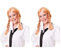 Bristol Novelty Blonde Écolière. Perruque, BW109, Taille Unique Halloween (Lot de 2)