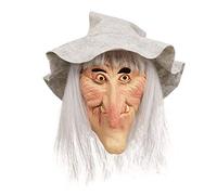 Bristol Novelty BM200 Masque de sorcière avec chapeau et cheveux gris, 1 pièce, multicolore, taille unique dès 14 ans Halloween