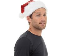 Bristol Novelty - Bonnet de Noël unie à paillettes pour hommes/femmes BN341 (taille unique) (rouge/blanc)