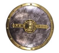 Bristol Novelty- Accessoire | Bouclier d'armure Rond | pour Homme | 1 pièce | Argent et Or Warrior 48 cm en PVC, BA1011, Multicolore, Taille Unique, 48 cm