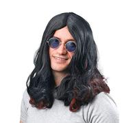 Bristol Novelty BW481 Perruque Ozzy Osbourne à mèches noires/rouges, taille unique Halloween