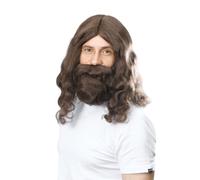 Bristol Novelty BW581 Hippy Jesus Wig and Beard Set, Brown, One Size