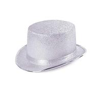 Bristol Novelty- Chapeau Haut-de-Forme en Lurex argenté, BH466, Taille Unique Halloween