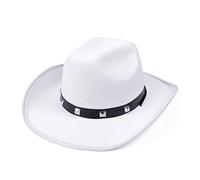 Bristol Novelty Chapeau de Cowboy clouté en Feutre Blanc, BH367C, Taille Unique