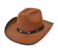 Bristol Novelty- Chapeau de Cowboy clouté en Feutre Marron, BH367B, Taille Unique Halloween