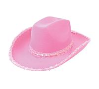 Bristol Novelty Chapeau de Cowboy en Feutre avec Sequins, Cerise, BH205, Pink, Taille Unique Halloween, Carnaval