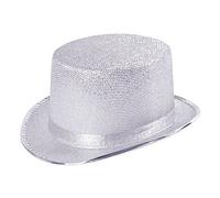 Bristol Novelty- Chapeau Haut-de-Forme en Lurex argenté, BH466, Taille Unique Halloween