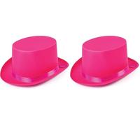 Bristol Novelty Chapeau haut-de-forme en satin rose, Women, BH499, Pink, taille unique Halloween, Carnaval (Lot de 2)
