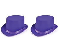Bristol Novelty Chapeau Haut-de-Forme en Satin Violet, BH500, Purple, Taille Unique Halloween, Mauve (Lot de 2)