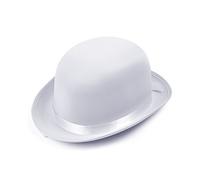 Bristol Novelty- Chapeau Melon Blanc satiné, Unisex Adult, BH478, Taille Unique Halloween