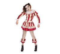 Bristol Novelty Clown Carnevil pour femme, taille M, Women, À rayures, AF177M, Beige, Red, M Halloween
