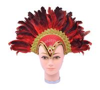 Bristol Novelty- Coiffe à Plumes | pour Femme | Rouge Casque Bijoux et Panache, BA071A, Taille Unique Halloween