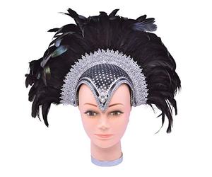 Bristol Novelty Coiffe-Bijou à Plumes Noires, BA071, Black, Taille Unique Halloween