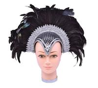 Bristol Novelty Coiffe-Bijou à Plumes Noires, BA071, Black, Taille Unique Halloween, Carnaval