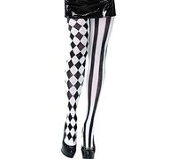 Bristol Novelty Collant d’Arlequin pour femme, noir et blanc, taille unique Halloween