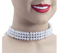 Bristol Novelty- Collier de Perles Ras-de-Cou, BA769, Blanc, Taille Unique Halloween