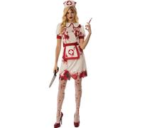 Bristol Novelty - Costume "Bloody" - Femme BN4404 (L) (Blanc/Rouge)