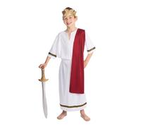 Bristol Novelty Ltd – Costume déguisement Toge romaine – Blanc et rouge – Garçons 10-12 ans