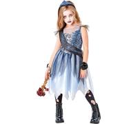 Bristol Novelty - Costume "Miss Halloween" BN4787 (140) (Bleu/argent/noir)