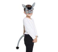 Bristol Novelty Accessoires costume d'âne DS197 – Masque et queue – Taille unique Gris/Noir