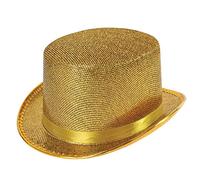 Bristol Novelty – Chapeau haut-de-forme BH467 – Doré en lurex, Halloween, Unisexe, Taille unique