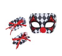 Bristol Novelty-DS205 Ensemble Masque et Manchettes de Clown pour Enfant, Unisex Adult, DS205, Noir, Blanc Halloween
