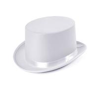 Bristol Novelty Elegant White Satin Look Top Hat (Pack of 1). - Perfect Accessory for Weddings, Parties, Festivals, Music, World Book Day, & 1980s-Themed Events Halloween Halloween