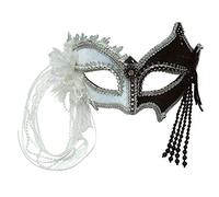 Bristol Novelty EM422 Mask with Tassels Black/White Pack of 1 Eye Headband,