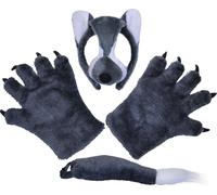 Bristol Novelty Ensemble de déguisement de loup pour enfants, trois pièces BN1429 (taille unique) (Gris/Blanc)