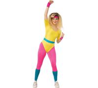 Bristol Novelty - Ensemble de déguisement pour femme - Aérobic BN2936 (L) (Jaune/Rose/Bleu)