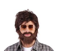Bristol Novelty Ensemble de perruques unie Vegas avec barbe BN1859 (taille unique) (Marron)
